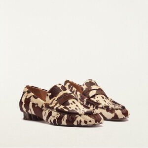 NEW FARM Rio Animal Print Heeled Calf-Hair Textured Coastal Cowgirl Loafer 9.5